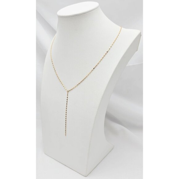 Unique 14K Yellow Gold Designer Resizable Mirror Valentino Link Chain Necklace - Picture 4 of 14